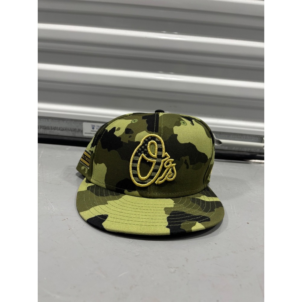 New Era 59FIFTY Baltimore Orioles Camo Fitted Hat 7 3/8 MLB On-Field Cap Green